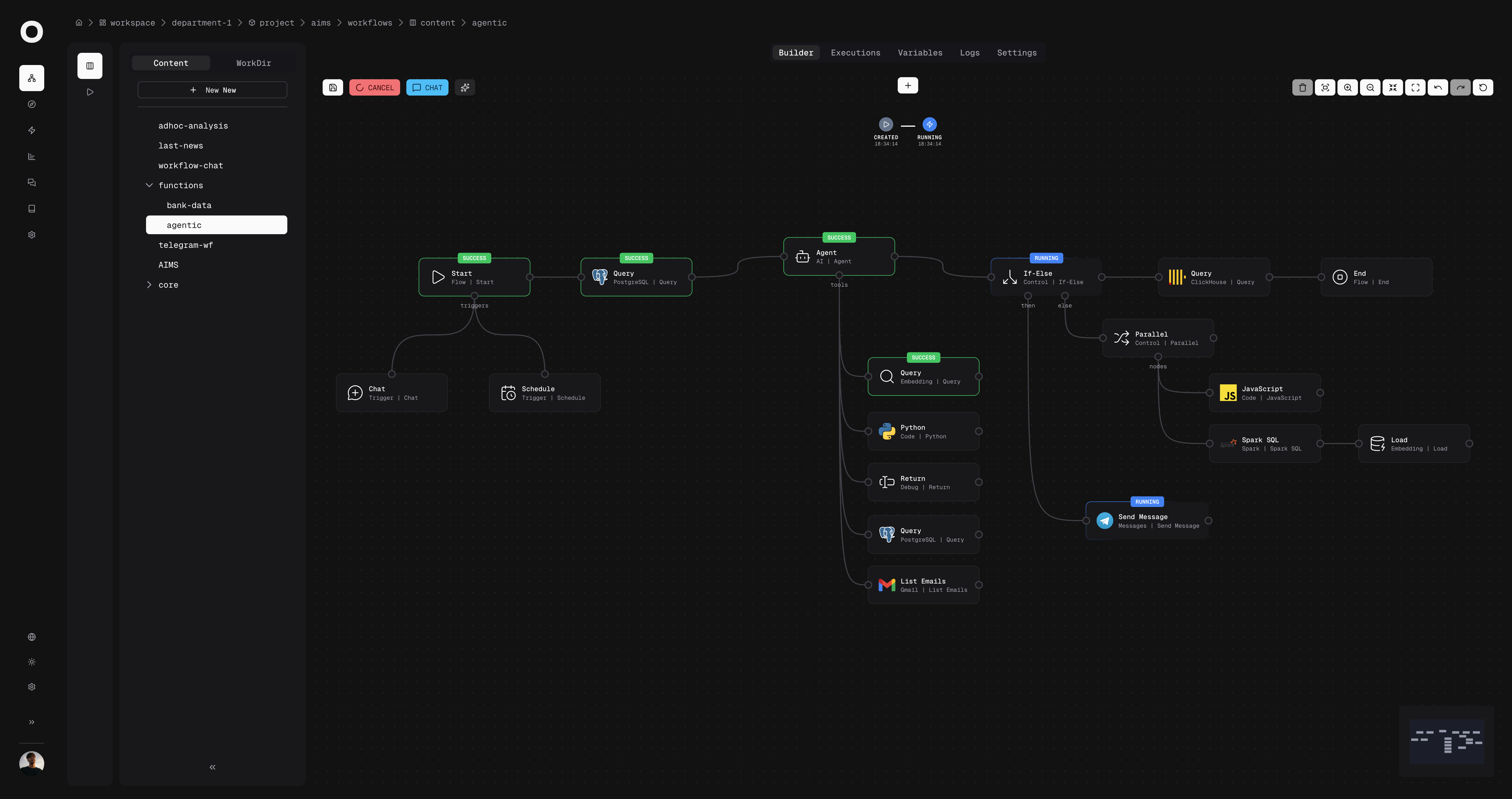 Orkana workflow builder